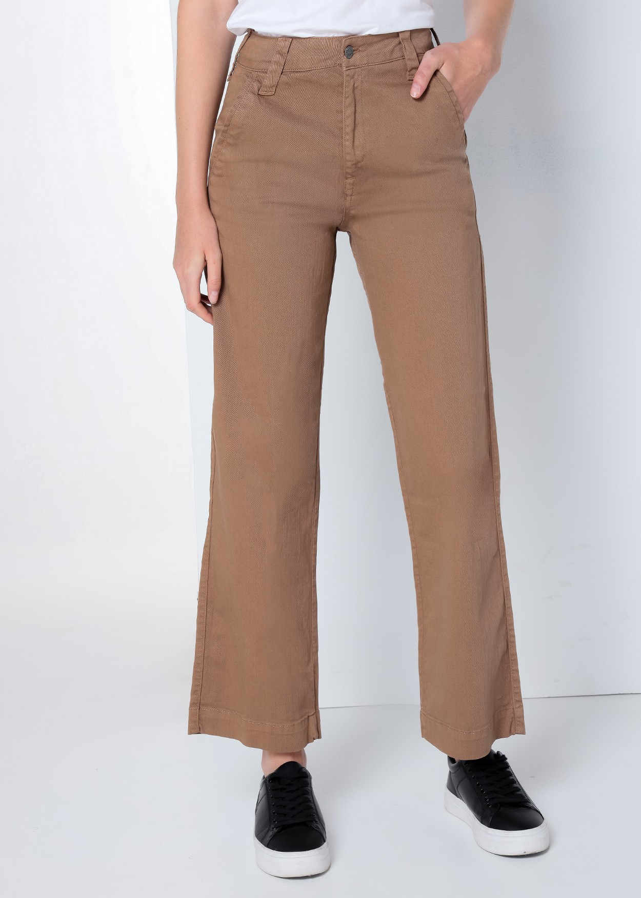 OLIVIA LILOU -Pantalon Chino |Taille Moyenne- Jambe Ample Droite | Taille en pouces