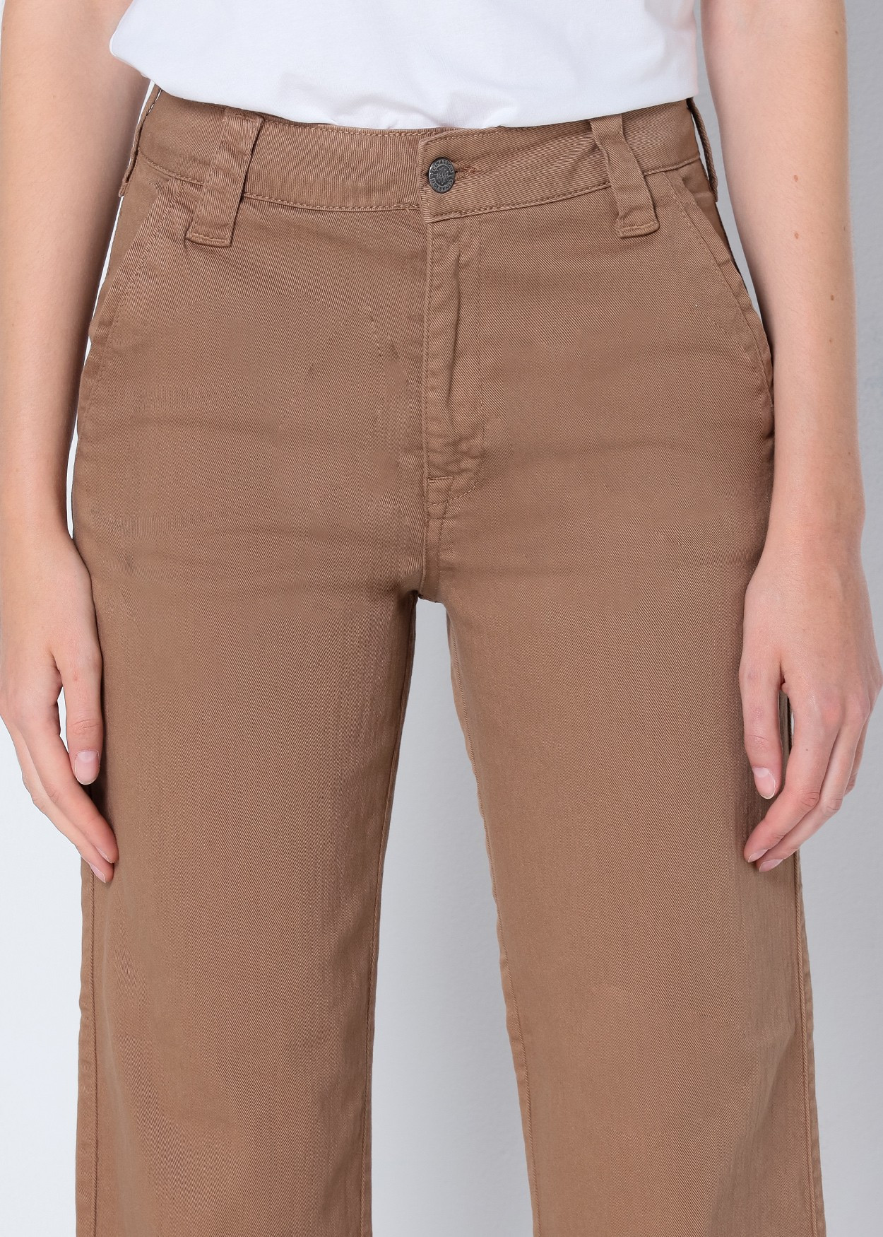 OLIVIA LILOU -Pantalon Chino |Taille Moyenne- Jambe Ample Droite | Taille en pouces Cimarron