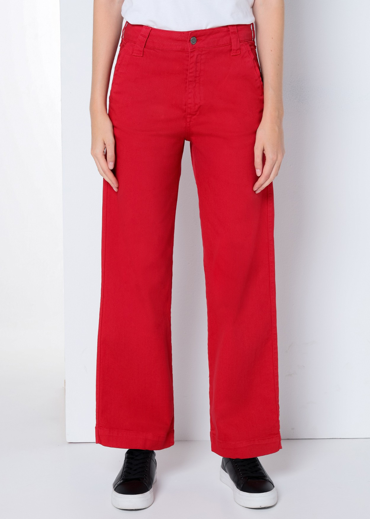 OLIVIA LILOU -Pantalon Chino |Taille Moyenne- Jambe Ample Droite | Taille en pouces Cimarron