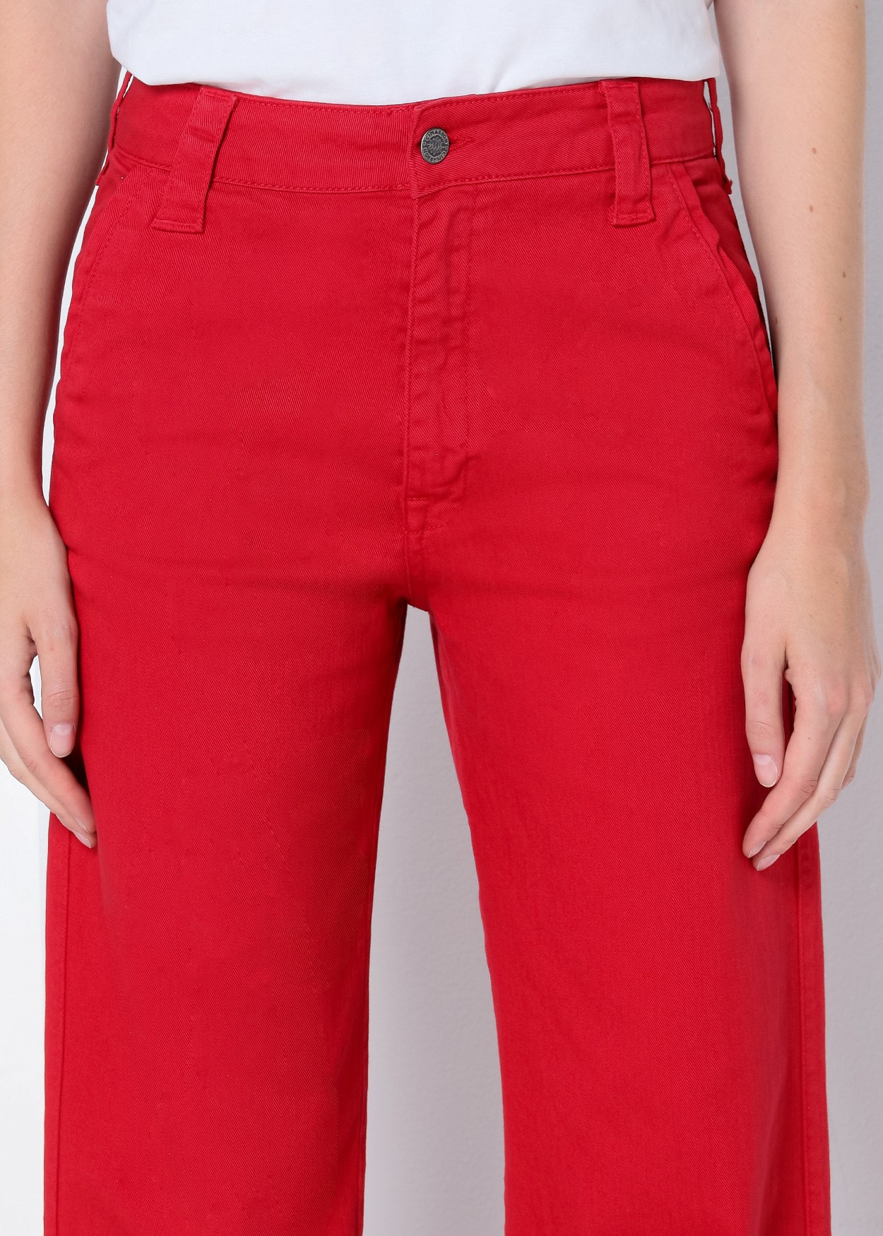 OLIVIA LILOU -Pantalon Chino |Taille Moyenne- Jambe Ample Droite | Taille en pouces Cimarron