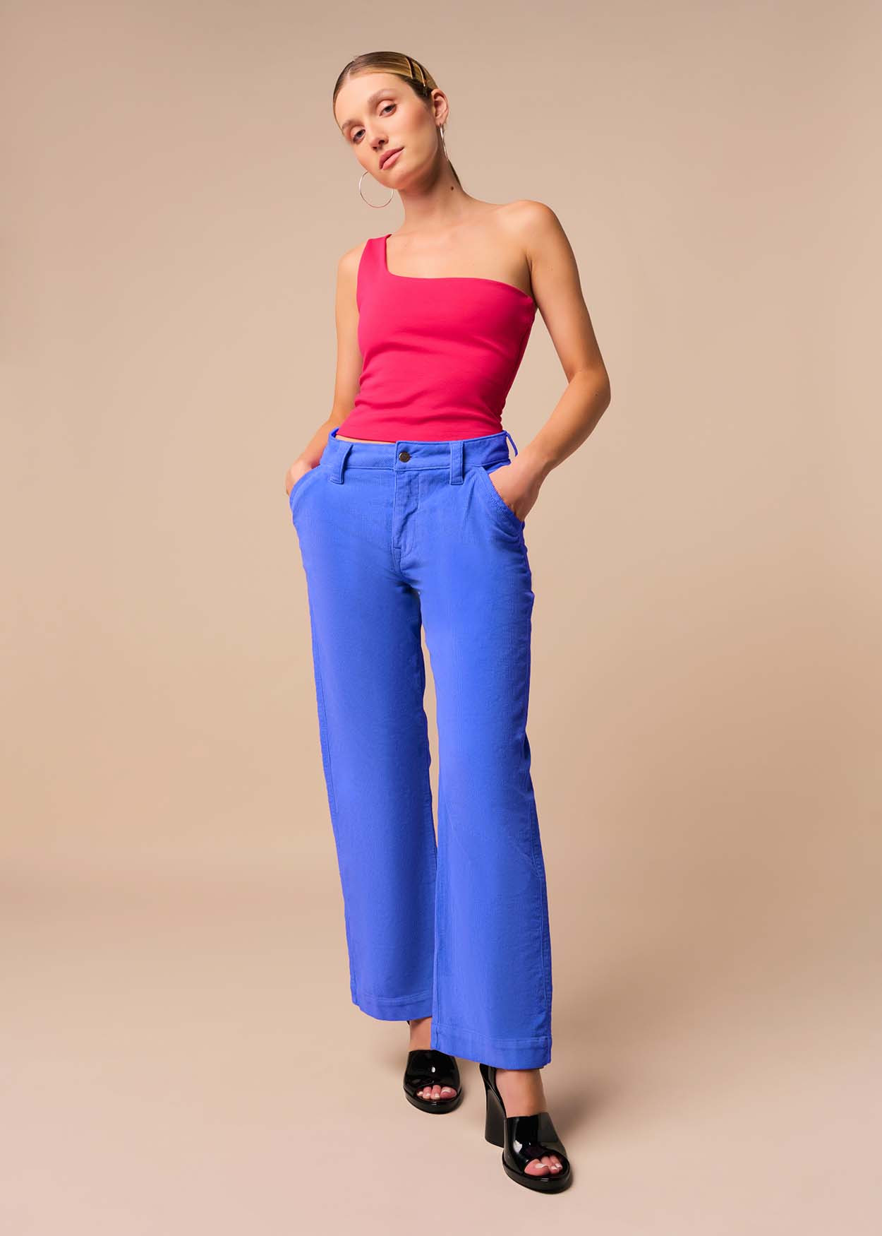 OLIVIA GHALIA - Pantalon Chino |Taille Moyenne- Jambe Ample Droite | Taille en pouces