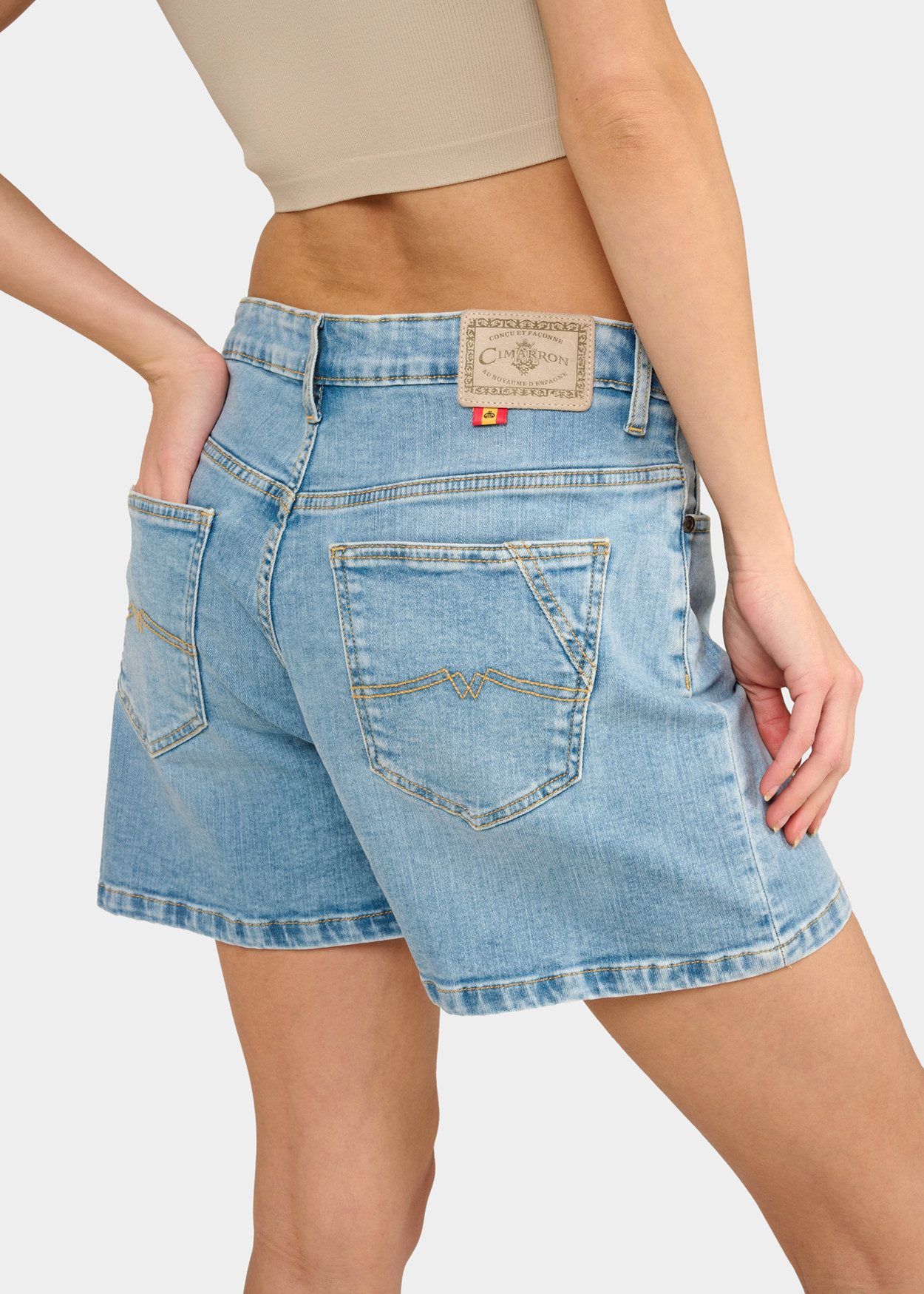 MELROSE-ARIANE - Short en Denim | Daddy - Coupe longue Wash Bleached | Tailles Pouces Cimarron