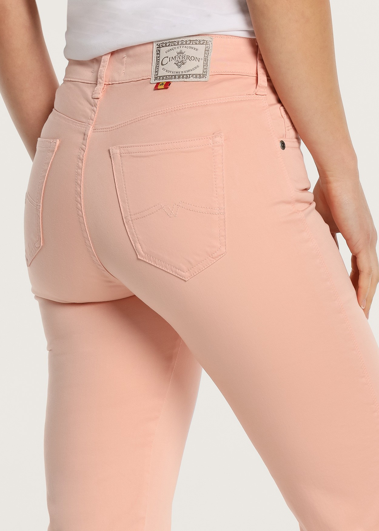 CLAUDIA-NECTAR - Pantalon Couleur | Droit - Elastique Satin Coupe Courte | Tailles Pouces Cimarron