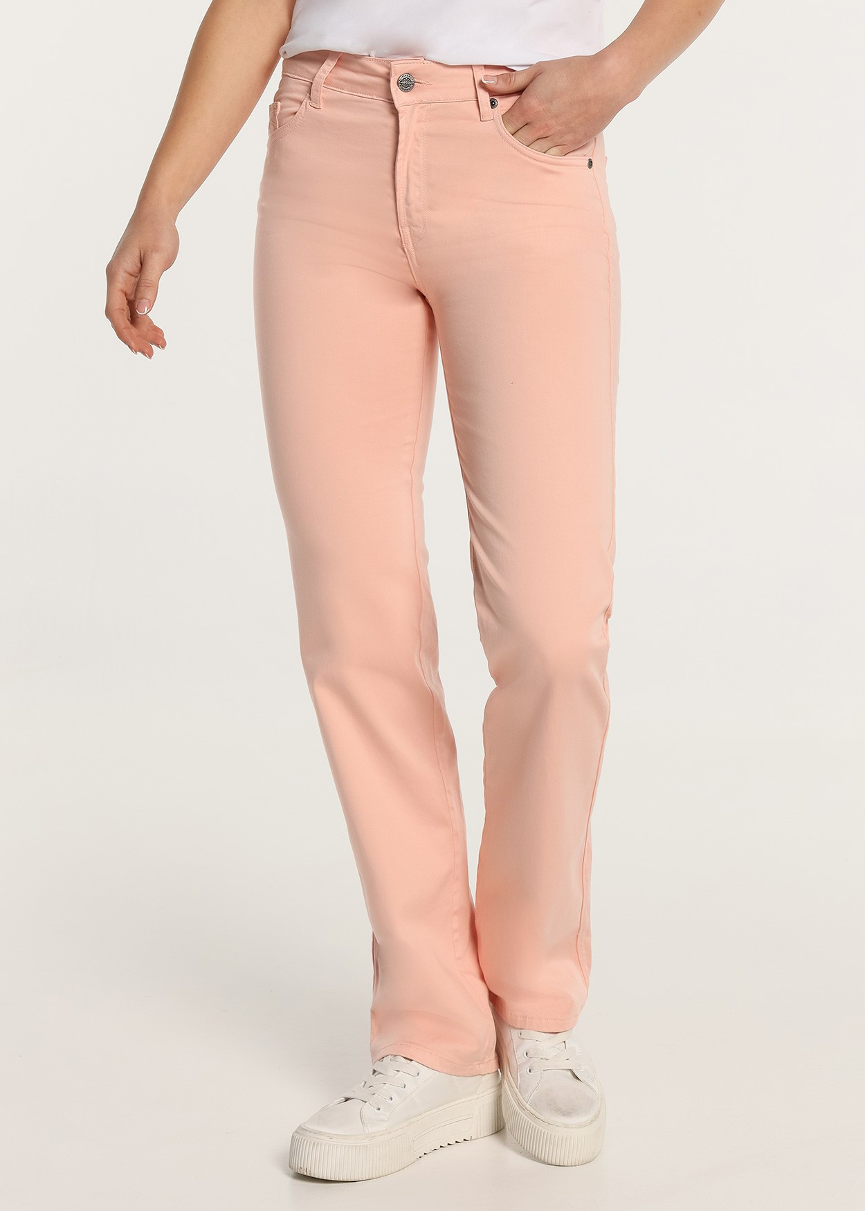 CLAUDIA-NECTAR - Pantalon Couleur | Droit - Elastique Satin Coupe Courte | Tailles Pouces Cimarron