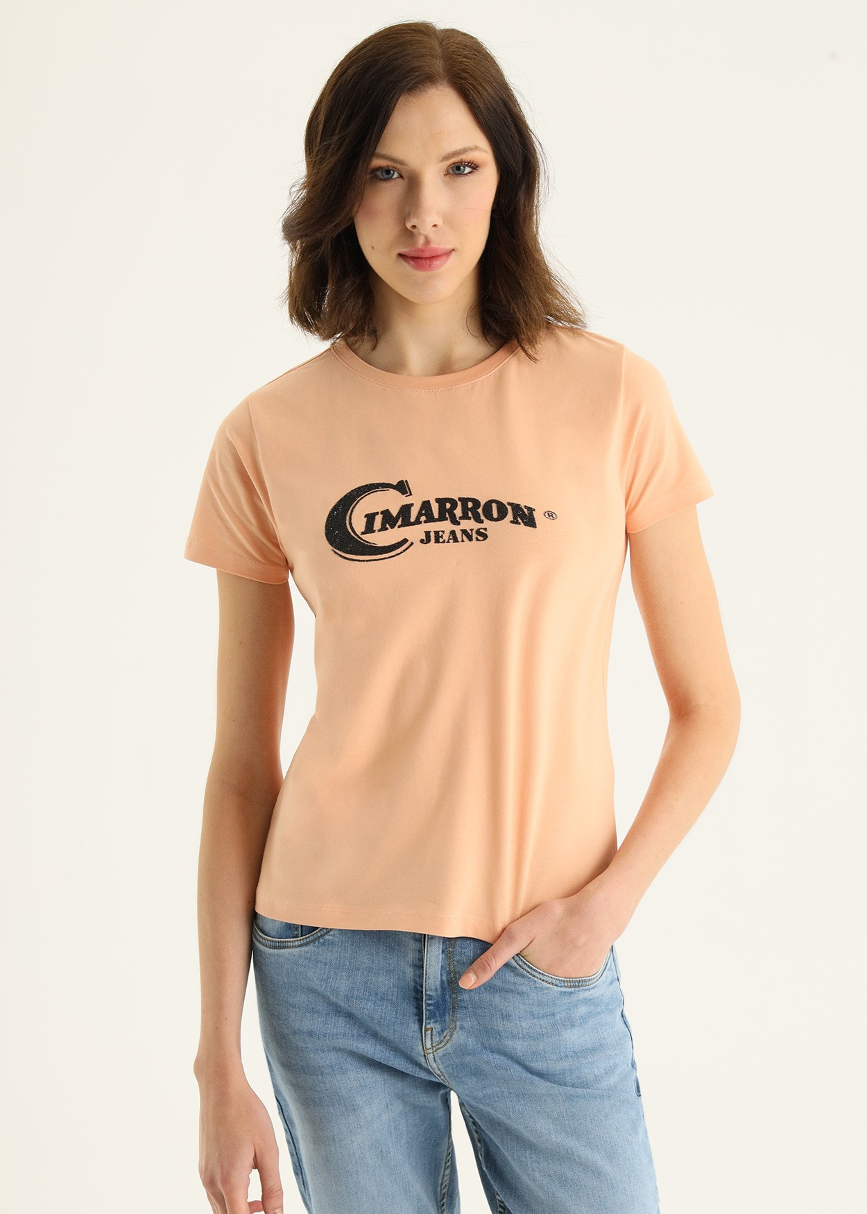 ZAYA-APRIL T-shirt en coton bio à manches courtes et col rond Cimarron