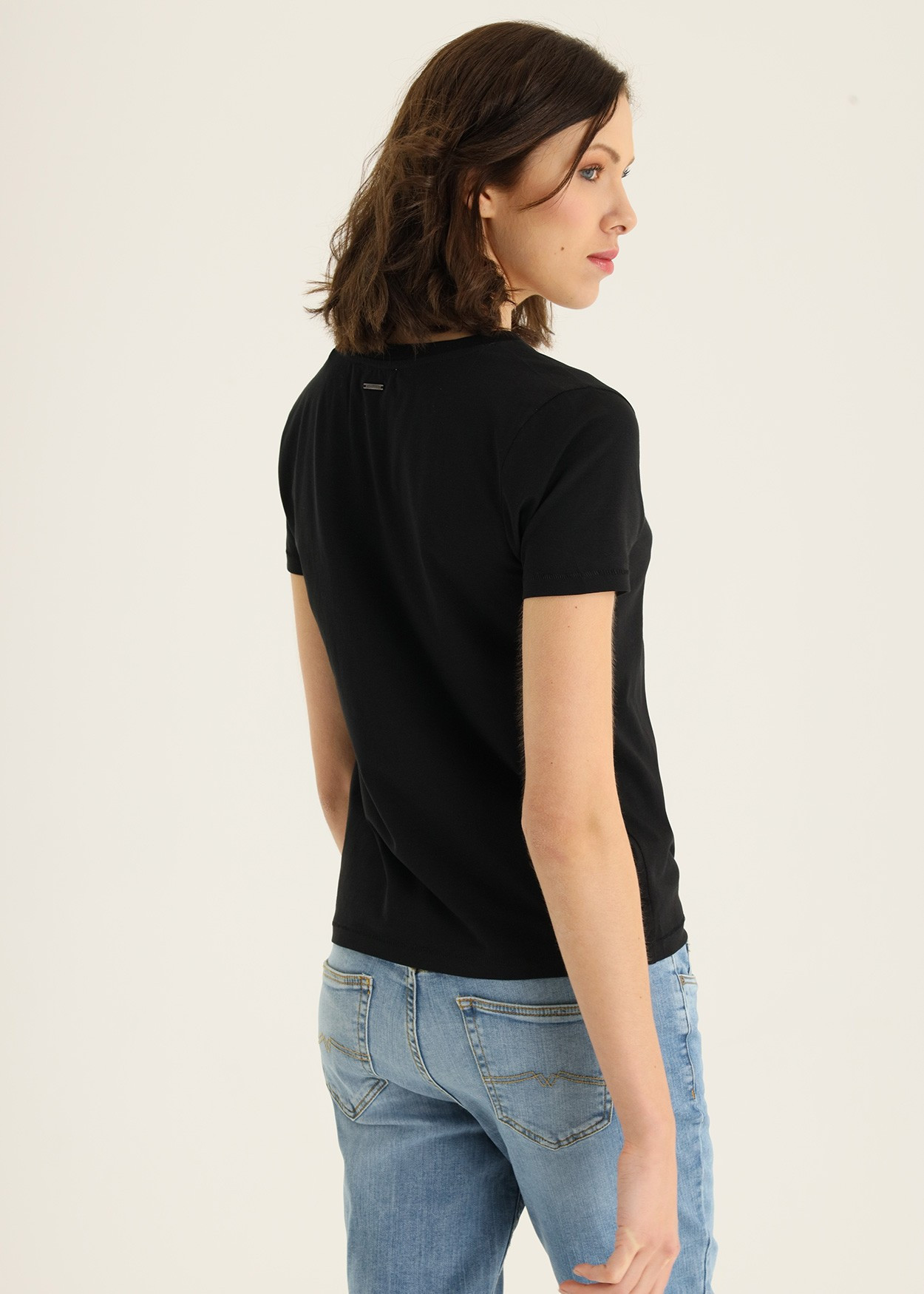 KLOE-BASTIEN T-shirt à col V basique en coton bio Cimarron