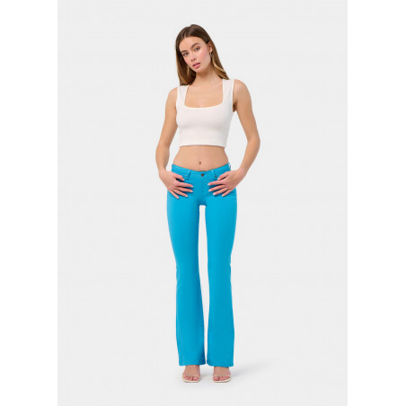 ENYA-SENDA Pantalon coupe boot couleur taille très courte élastique | Taille en pouces