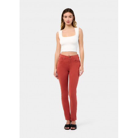 PANTALON NOUFLORE-ENOVA COULEUR pêche Box Medium Slim | Taille en pouces
