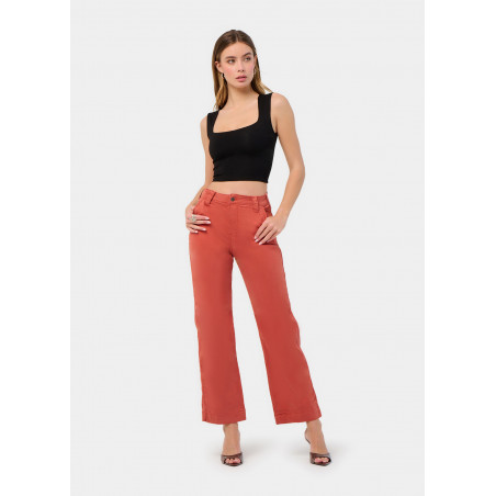PANTALON CHINO OLIVIA-AUDE High Box Droit Jambe large | Taille en pouces