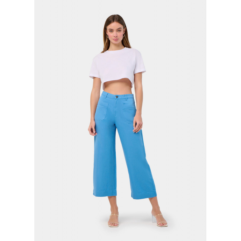 PANTALON COULEUR MARTINA-YONNE Box Medium Wide leg Crop | Taille en pouces
