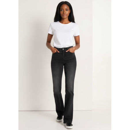 Jean bootcut taille haute noir femme - gracia blacky
