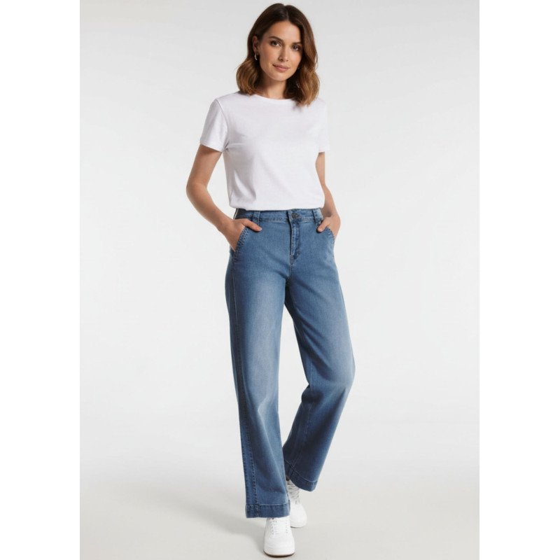 Jean cimarron olivia coupe droite large bleu femme