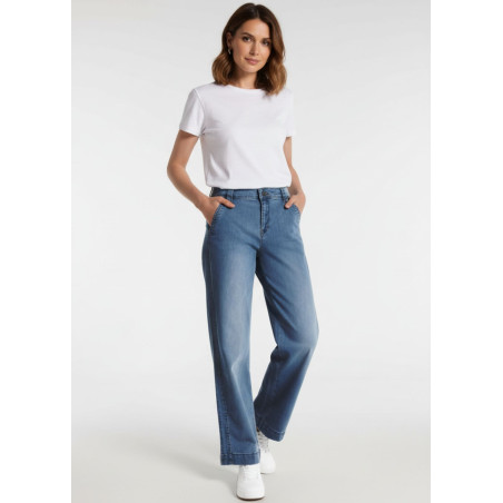Jean cimarron olivia coupe droite large bleu femme