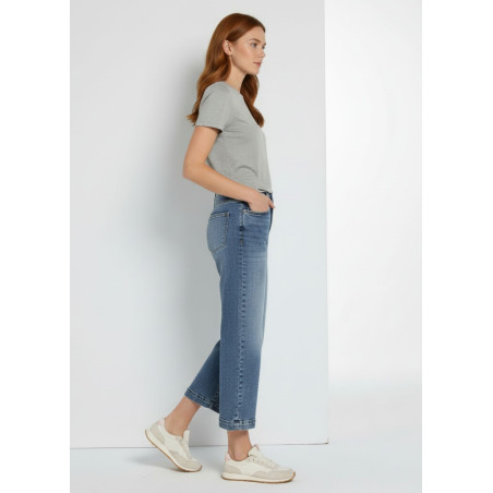 Jeans cimarron aurore-ariane coupe droite 7/8 bleu femme