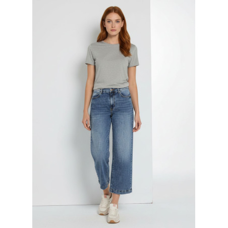 Jeans cimarron aurore-ariane coupe droite 7/8 bleu femme
