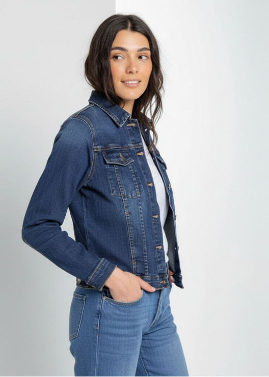 Veste en jean ajustée bleu...