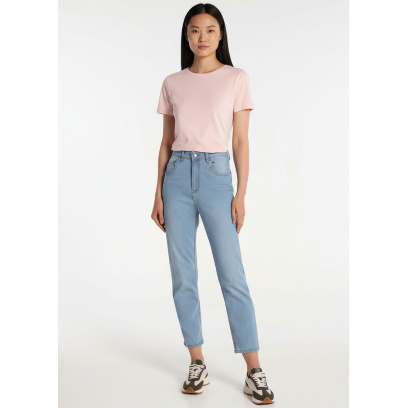 Jean mom cimarron denim élastique bleu femme