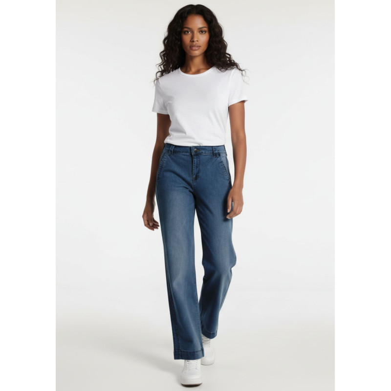 Jean évasé olivia montana bleu denim femme