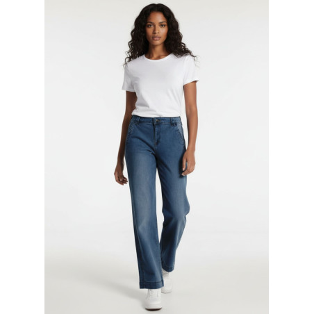 Jean évasé olivia montana bleu denim femme