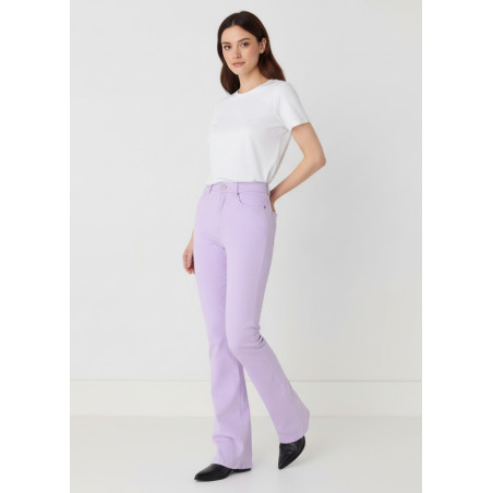 Pantalon bootcut taille haute rose lilas femme cimarron