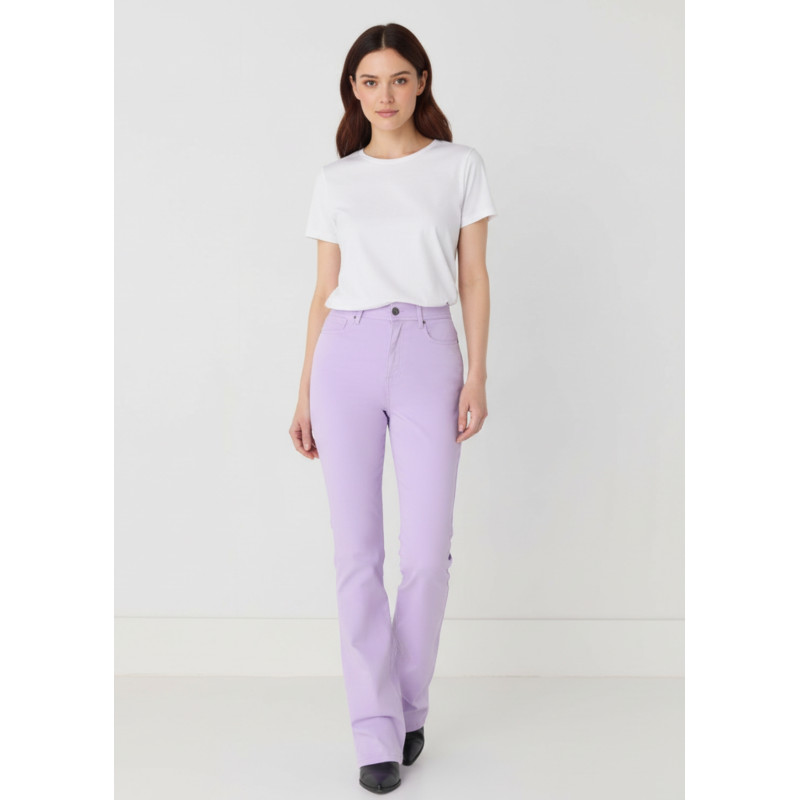 Pantalon bootcut taille haute rose lilas femme cimarron