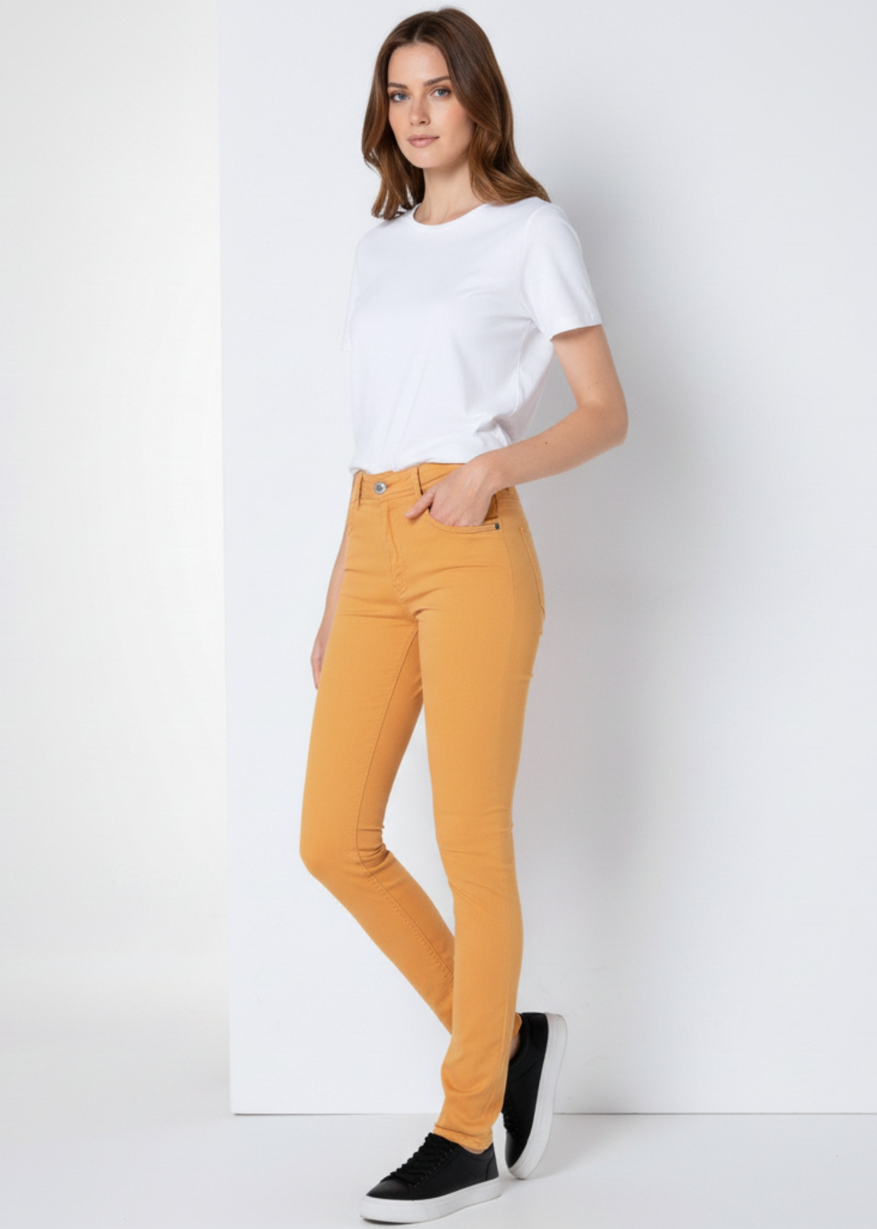 Pantalon slim taille haute orange nouflore heloise femme