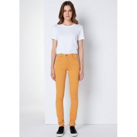 Pantalon slim taille haute orange nouflore heloise femme
