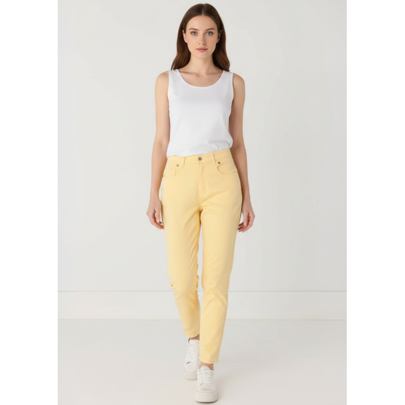 Pantalon satin coupe mom jaune femme cimarron