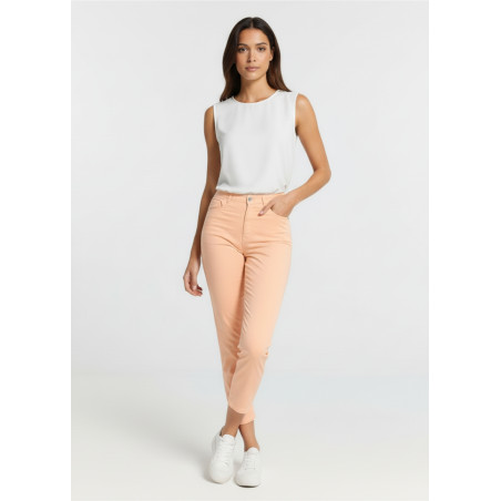 Pantalon mom en satin rose taille haute femme