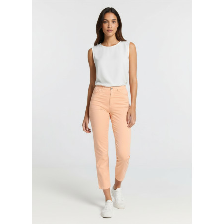 Pantalon mom en satin rose taille haute femme