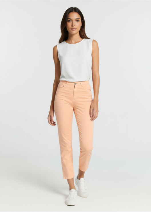 Pantalon mom en satin rose...
