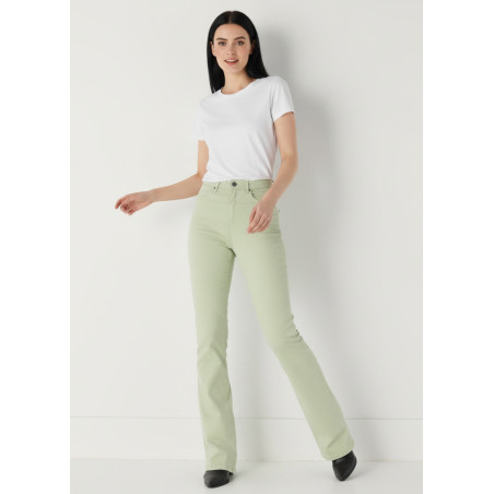 Pantalon bootcut taille haute vert femme cimarron