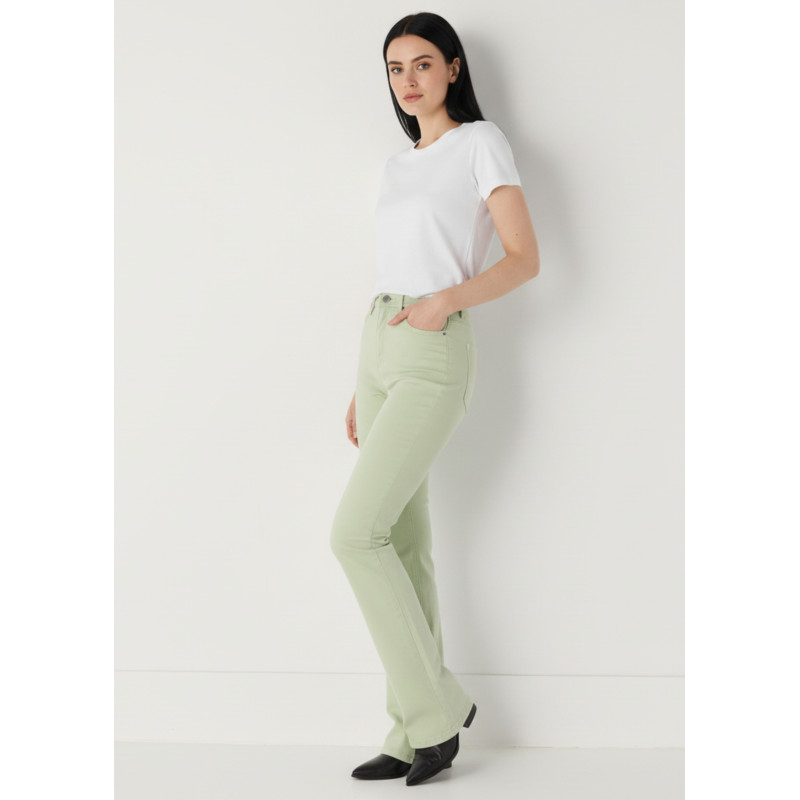 Pantalon bootcut taille haute vert femme cimarron
