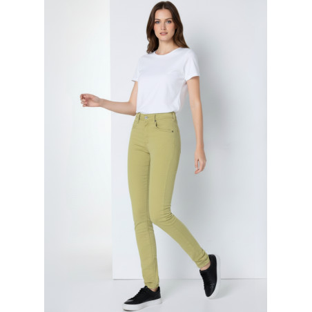 Pantalon slim taille haute nouflore heloise vert femme