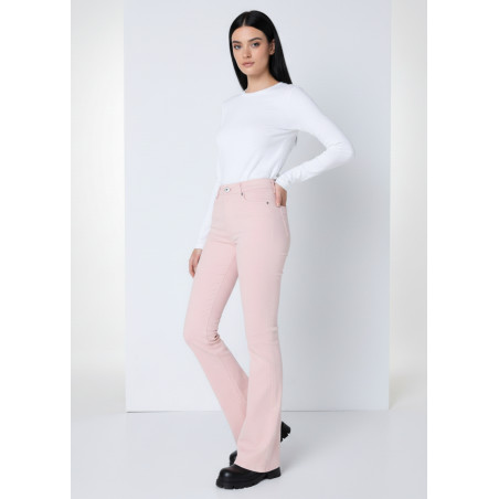 Pantalon flare taille haute rose femme carla helen