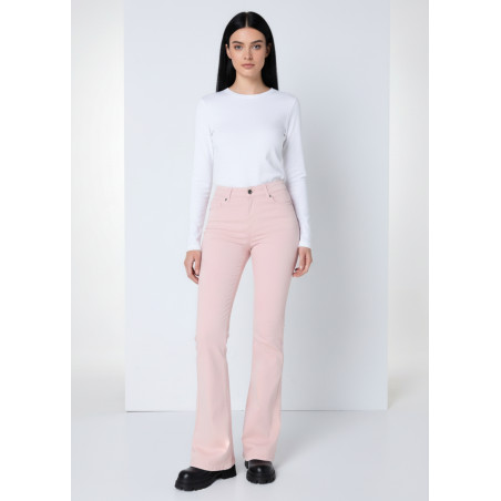 Pantalon flare taille haute rose femme carla helen