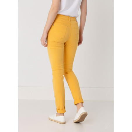 Pantalon slim satiné orange pêche femme cimarron