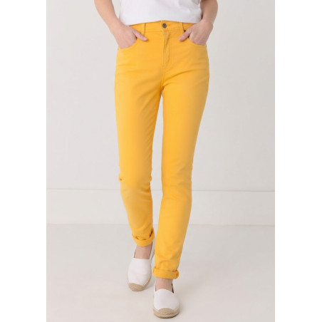 Pantalon slim satiné orange pêche femme cimarron