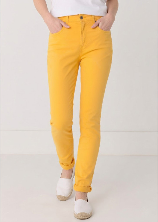 Pantalon slim satiné orange...