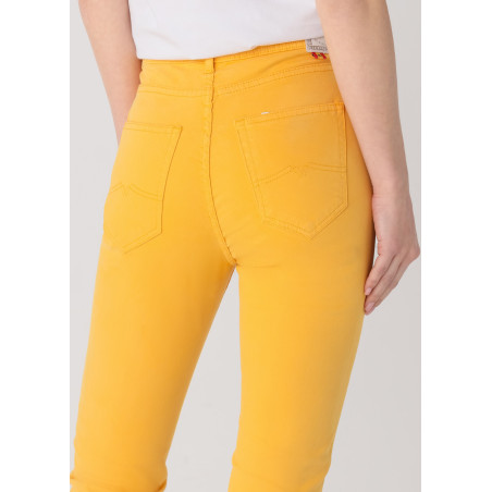 Pantalon slim satiné orange pêche femme cimarron