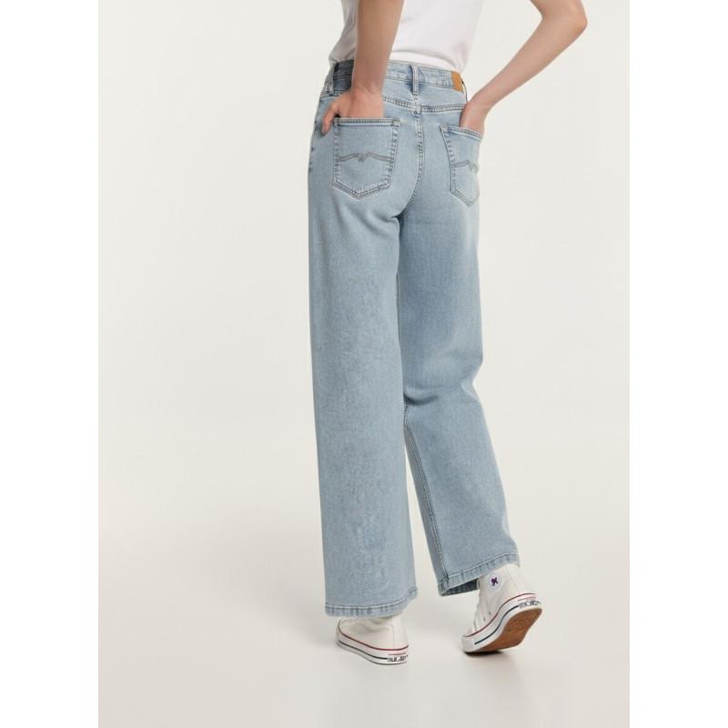 Pantalon court extra évasé CELIA-VADE Lavage pierre moyen | Taille en pouces