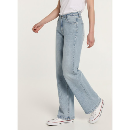 Pantalon court extra évasé CELIA-VADE Lavage pierre moyen | Taille en pouces