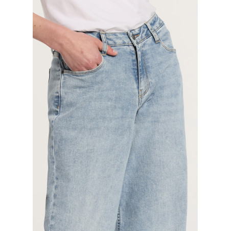 Pantalon court extra évasé CELIA-VADE Lavage pierre moyen | Taille en pouces