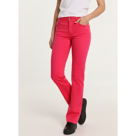 CLAUDIA-AUDE Pantalon droit en satin élastique taille courte couleur | Taille en pouces