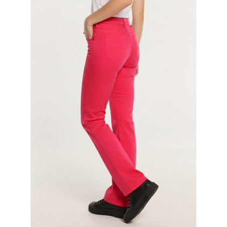 CLAUDIA-AUDE Pantalon droit en satin élastique taille courte couleur | Taille en pouces