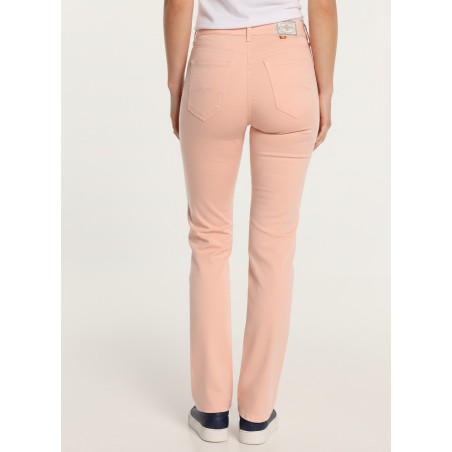 CLAUDIA-AUDE Pantalon droit en satin élastique taille courte couleur | Taille en pouces