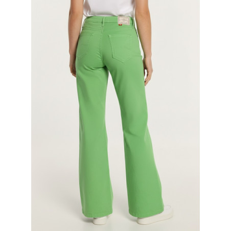 CELIA-SENDA Pantalon élastique couleur extra évasé à taille courte | Taille en pouces