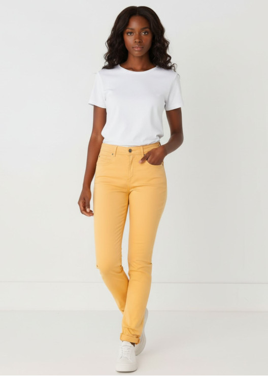 Pantalon slim satiné orange...