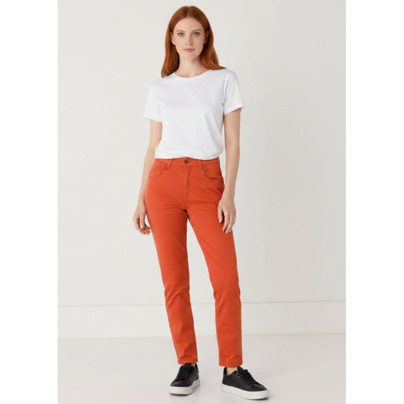 Pantalon satin coupe mom cimarron femme bleu