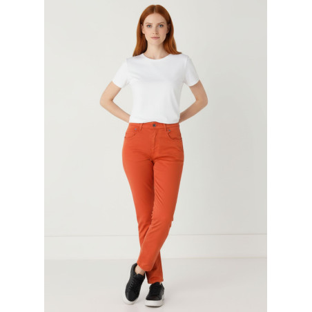 Pantalon satin coupe mom cimarron femme bleu